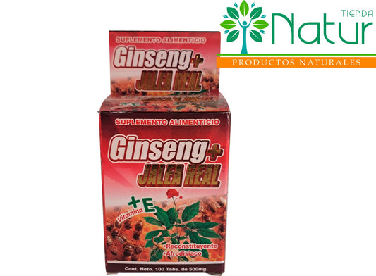 GINSENG + JALEA REAL + VITAMINA 3 C/ 100 TABLETAS